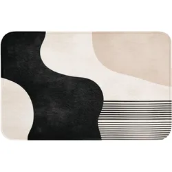 BADEMATTE Abstrakt - Japandi - Beige - Modern Badvorleger 80x50 cm