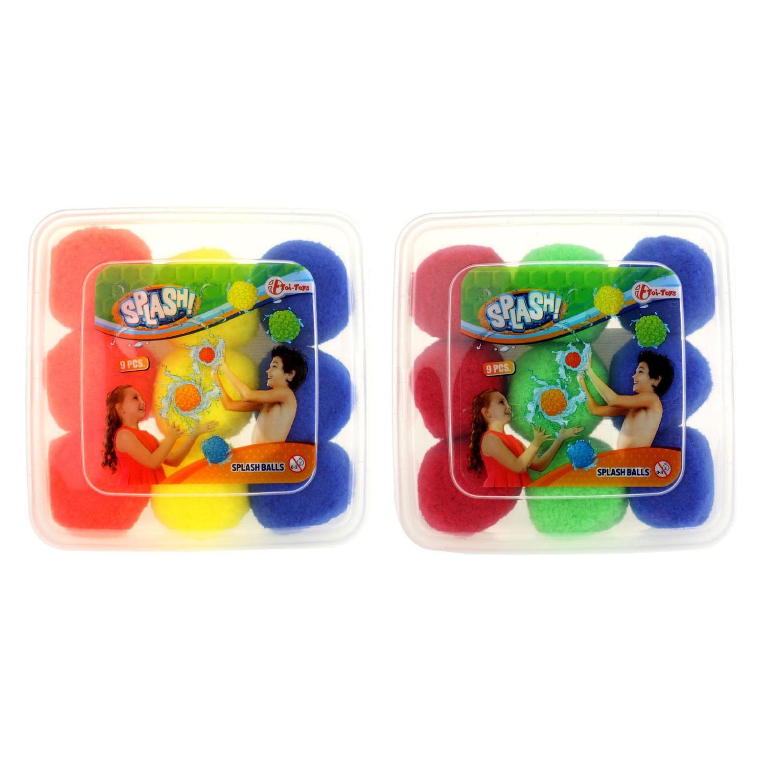 Toi-Toys Wiederverwendbare Wasserbomben Splash - 9 Stück Wasserbälle Set im Aufbewahrungsbox - Ø 7 c (9x) (65252A)