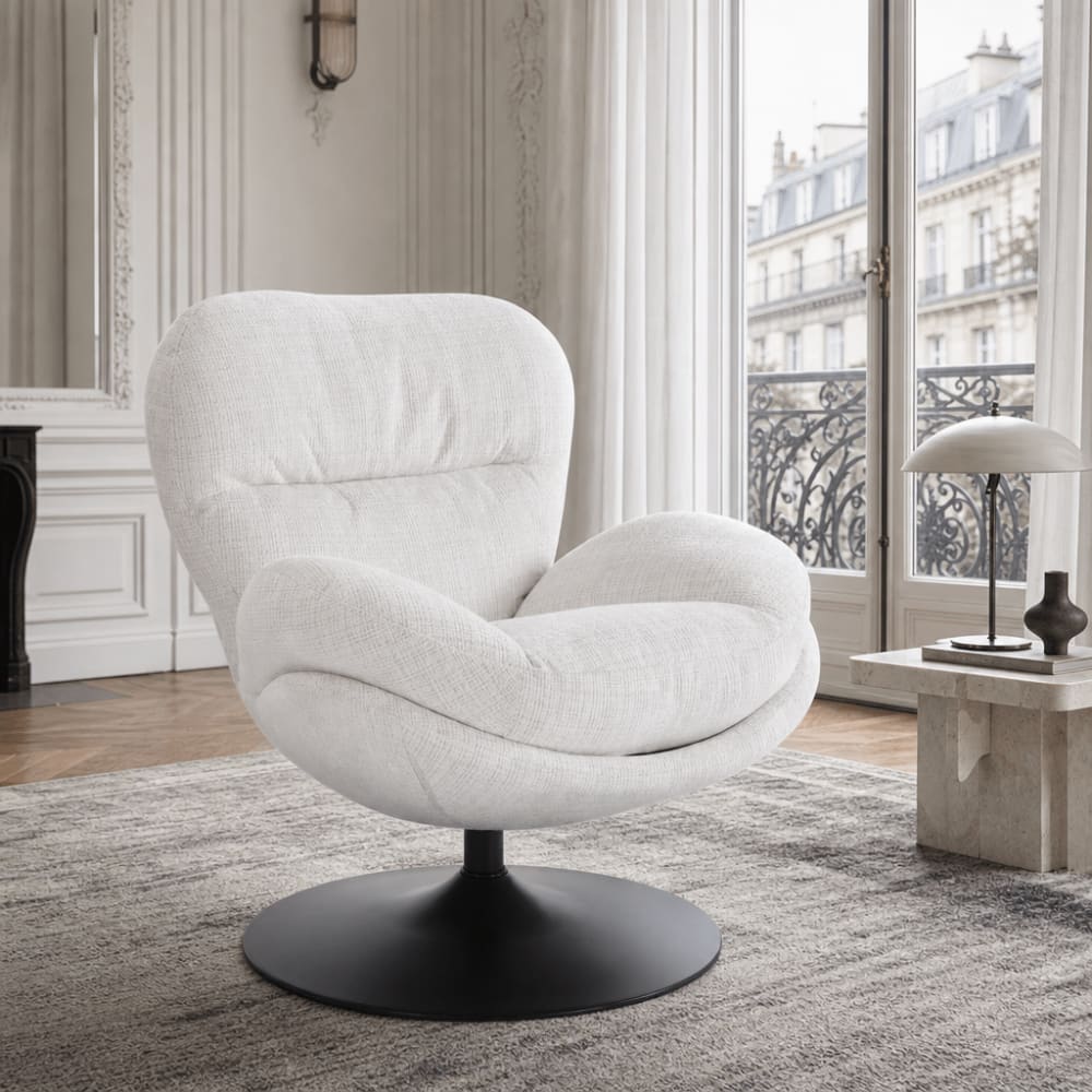 Gaucet Fauteuil rotatif tissu 1 place beige Beige 75x88x77cm