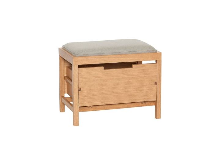 Banc avec rangement en bois et tissu gris Bifi