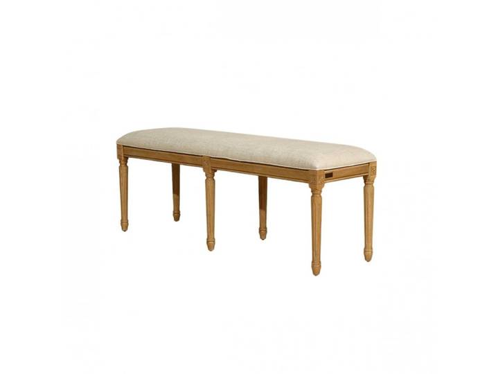 Banc style shabby chic en hévéa et lin lin
