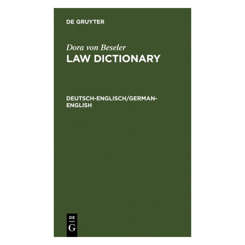 De Gruyter Dora von Beseler: Law Dictionary / Deut (Englisch, Hardcover, Barbara Jacobs) (43020011)