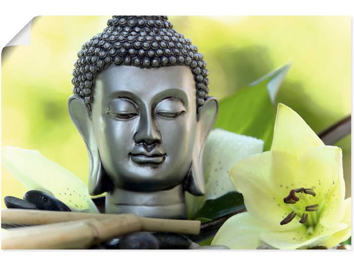 Wandbild ARTLAND Entspannung und Ruhe mit Buddha , grün (farbe bild(er): grün), B:60cm H:40cm, Bilder, Wandbild, als Alubild, Poster in verschied. Grössen