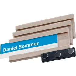 10 Namensschilder Forest, magnetisch, Holz 75 x 30 mm, braun
