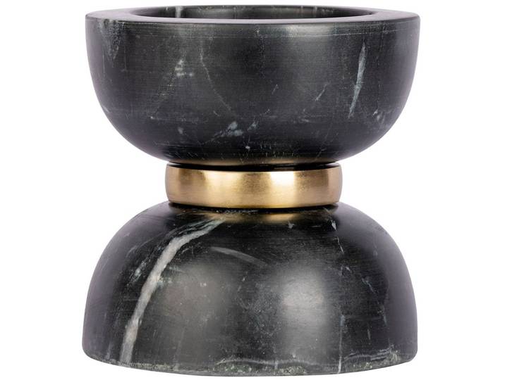 Kerzenhalter KAYOOM Kerzenhalter Satori 125 , schwarz, B:12,75cm, Marmor, Metall, Kerzenhalter, Kerzenhalter, Dekorative Kerzenhalter aus Marmor mit Metall-Ring