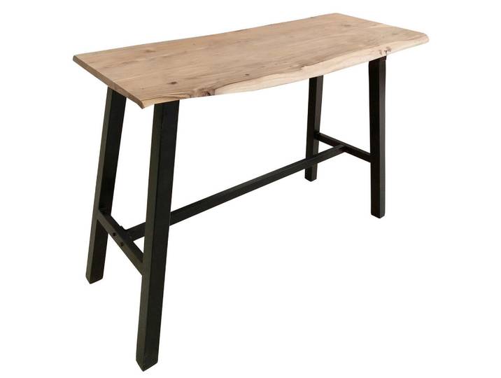 Mid.you Stehtisch, Natur, Schwarz, Holz, Metall, Akazie, massiv, rechteckig, 51x112x124 cm, Esszimmer, Tische, Stehtische