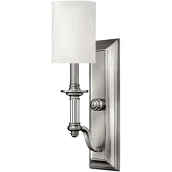 Wandlampe Leuchte Stahl Leinen Glas Nickel H 45,1 cm Flurleuchte Treppenlampe