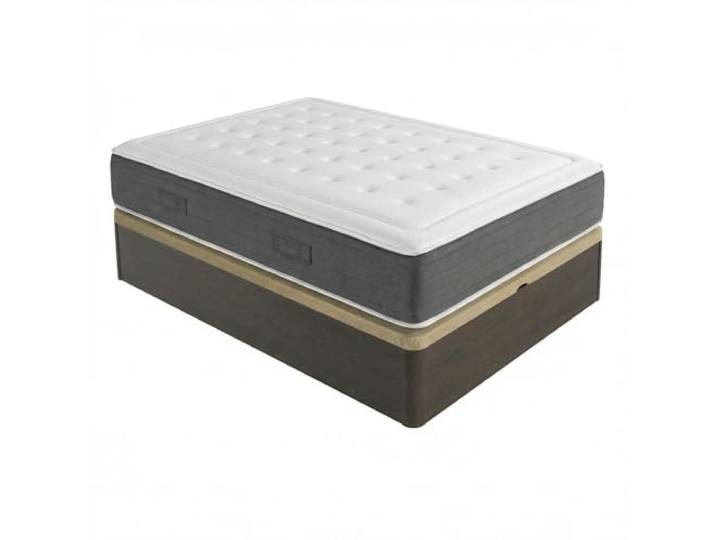 DUÉRMETE ONLINE - Packung viskoelastische Matratze Bio Nature Dicke 24 cm + Klappbett aus Holz, große Kapazität Farbe Wengue 90 x 190