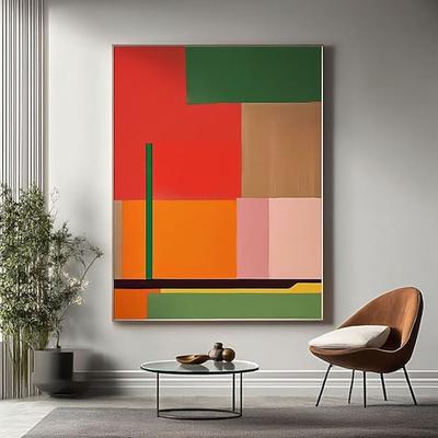 Handgemaltes, farbenfrohes, abstraktes Patchwork-Gemälde, modernes, mehrfarbiges Kunstwerk, großes Wandbild, zeitgenössische Kunst, Boho-Wanddekoration