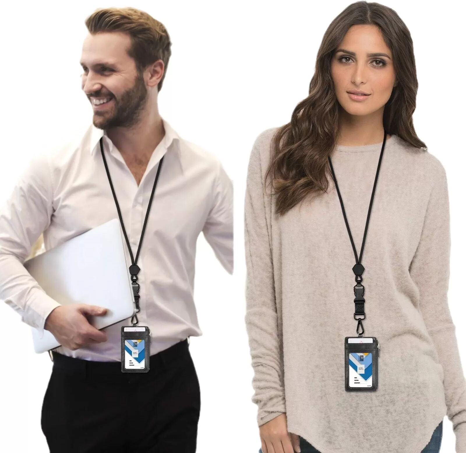 INF Lanyard mit Metallhaken für Schlüssel, Ausweise und mehr Schwarz