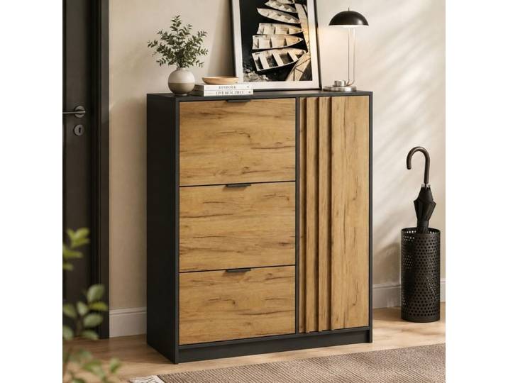 Meuble Chaussure Entrée Armoire à Chaussures Rangement avec Étagères 100x30x130cm