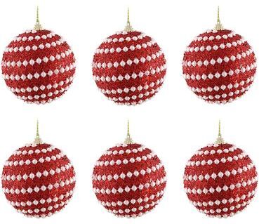 Retailers Go Christmas Ball Ornaments 6pcs 8cm, Red White Hanging Tree Decorations, Holiday New Year Navidad Home Decor 6pcs 15 8cm