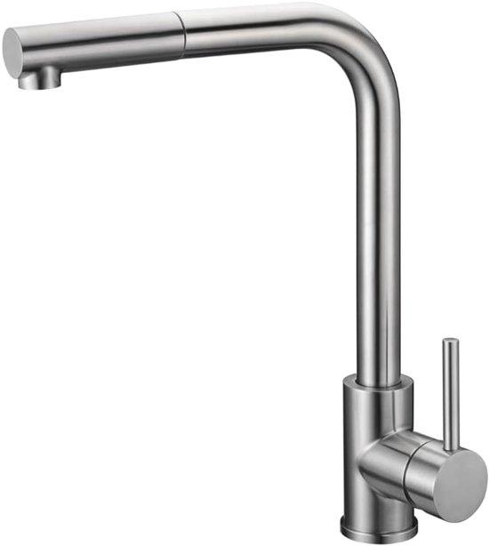 Famanu Küchenarmatur ausziehbar Einhebelmischer 50 cm Schlauch Edelstahl