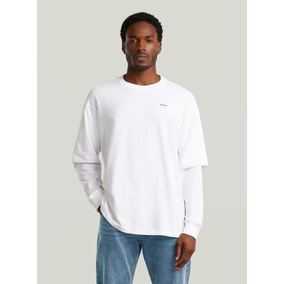 T-Shirt G-STAR "Double Sleeve Loose T-Shirt", Herren, Gr. L, weiß, Obermaterial: 100% Baumwolle, Shirts T-Shirt
