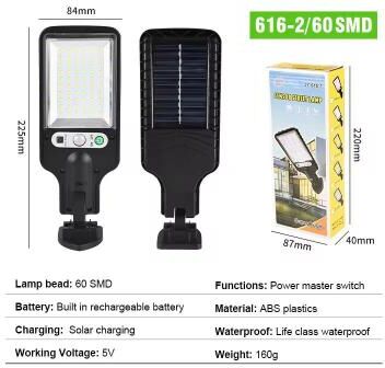 Inspired Living SolarPro Outdoor Motion Sensor LED Street Light Waterproof Solar Street Light With 3 Lighting Modes 60smd 3pcs