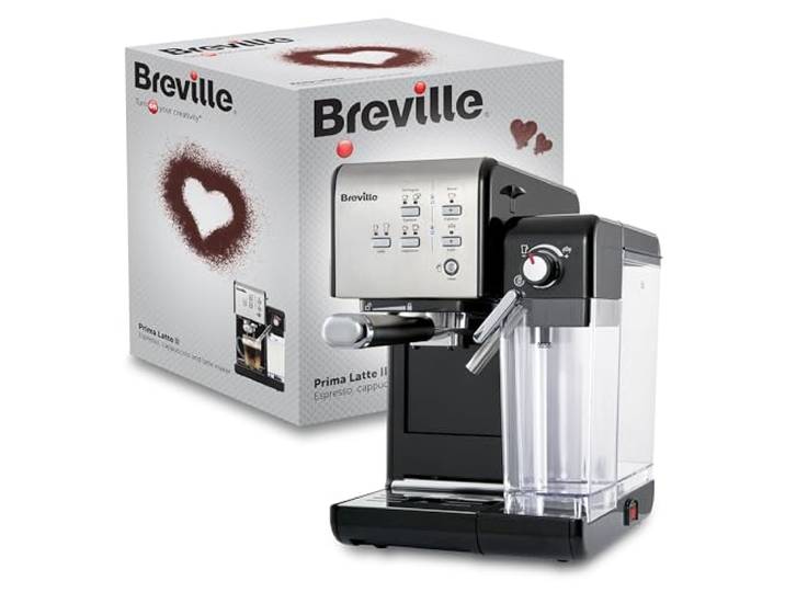 Breville Prima Latte II Espresso Machine à latte & cappuccino Pompe 15 bars professionnelle & mousseur de lait Argent [VCF108X]