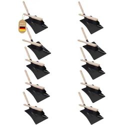 10x Kehrblech Set Kehrblechgarnitur SCHWARZ lackiert Kehrblechbesen zum Aufkehren Kohleschaufel Handkehrset Kehrblechset Kehrschaufel - geeignet für Camping Feger und Kehrblech
