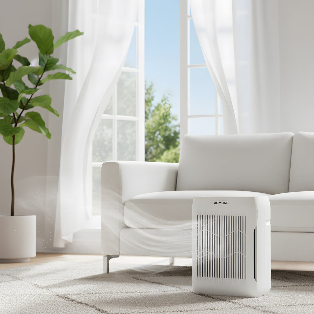 Living and Home Air Purifier with Sleep Auto Mode White + Black 42cm H X 30cm W X 17cm D