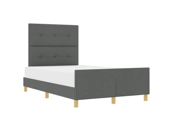 KTHLBRH Bettgestell dunkelgrau 120 x 200 cm aus Stoff Minimalistisches Design, Kopf- und Fußteil inklusive, Stoffbezug, Schaumstoffpolsterung, Holztechnik