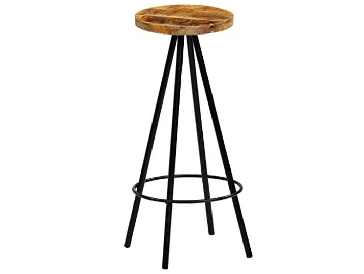 HGPOTUY Barhocker 2 STK. Massivholz Mango Industrieller Stil, Stahlrahmen, Fußstützen, Mangoholz, Küche, Esszimmer, 110 kg pro Sitzplatz