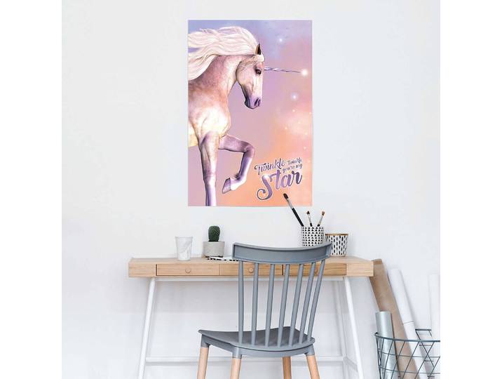 Poster Einhorn Glitzer Papier Pink 61 x 92 x 0cm
