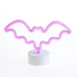 SATISFIRE LED NEON Licht Fledermaus Neonlicht Schild Leuchtfigur Batterie USB H: 17cm pink