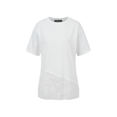 T-Shirt CLOUD 5IVE "CLOUD 5IVE Lace T-Shirt", Damen, Gr. S, weiß, 90% Baumwolle, 10% Elasthan, unifarben, normal, Rundhals, Shirts T-Shirt
