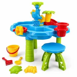 Relaxdays Wasserspieltisch Kinder Hocker & Zubehör Blau,Grün,Rot