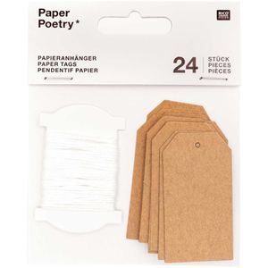 Rico-Design Hängeetiketten Paper Poetry, 3,5x6 cm, Kraftpapier, braun, mit Öse, 24 Stück