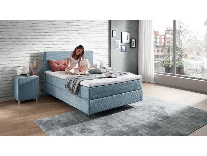 Boxspringbett Monaco in Trendstoff Cord