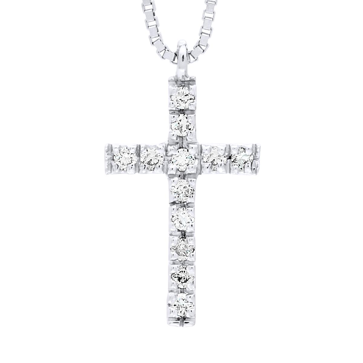 Kruis ketting Diamonds 0.070 Cts White Gold