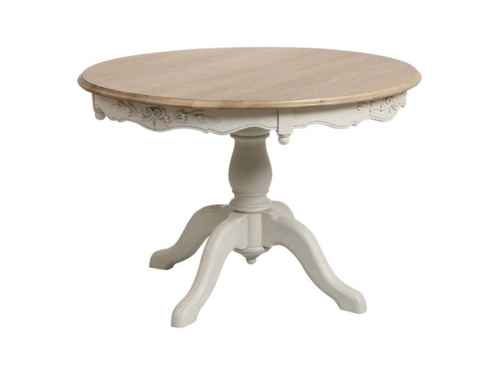 Table ronde 2 allonges en bois blanc