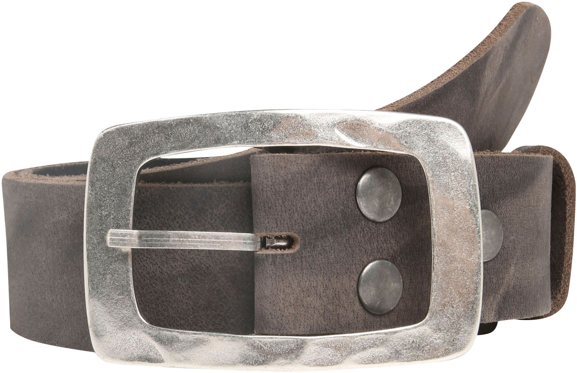 Ledergürtel RETTUNGSRING GÜRTEL, Damen, Gr. 85, grau, Gürtel Ledergürtel grau 85