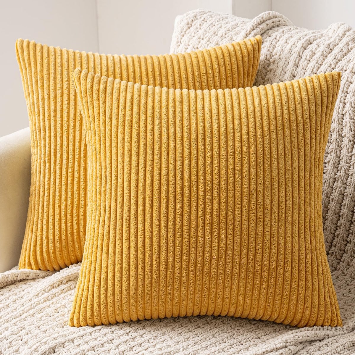 Ibenzoa Set van 2 Luxe Corduroy Kussenhoezen