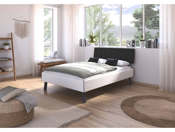Bettgestell Mavi - Kunstleder 140 x 200cm Kunstleder Weiß/Alpinweiß