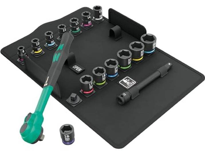 Wera 05005530001 8100 SB 12 Jeu de cliquet Zyklop Comfort\, levier d'inversion\, emmanchement 3/8\ \, système métrique\, 16 pièces
