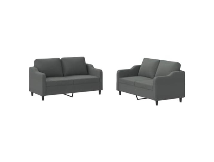 GHVBNMF 2-TLG. Sofagarnitur mit Kissen Couchset Dunkelgrau Stoff Bequeme Polstermöbel für Wohnzimmer und Büro mit stabilem Metall-Sperrholz-Gestell und vier passenden Deko-Kissen.