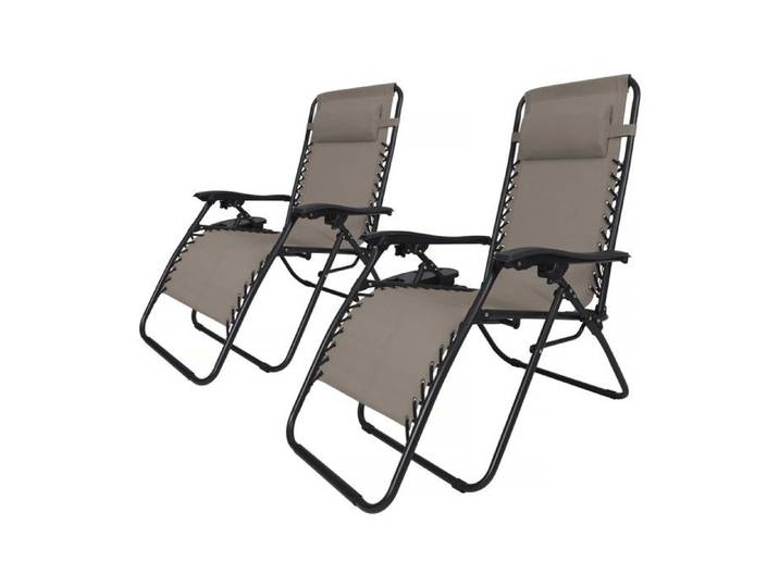 Lot de 2 Fauteuils de jardin inclinable zéro gravité  Sintra  - Taupe