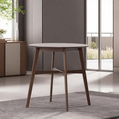 ZWYO HOSIMU "35"" Mid-Century Modern Round Counter Height Dining Table, Natural Wood Pub Table with Splayed Legs & Support"
