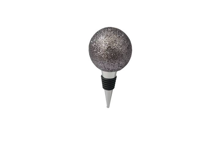 Flaschenverschluss AM DESIGN Kugel , silber, B:5cm H:8cm L:5cm, Polyresin, Flaschenverschlüsse, Flaschenverschluss, 3er Set, 5x9 cm
