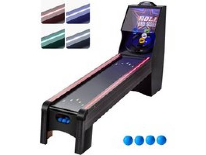 VEVOR 9 Fuß Roll und Score klassischer Arcade-Spieltisch, Indoor-Spielset mit elektronischer LED-Punkteanzeige, automatischer Ballrückgabe für Hausparty vier Bälle enthalten