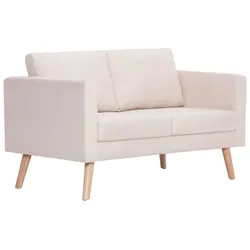 vidaXL 2-Sitzer-Sofa Stoff Cremeweiß