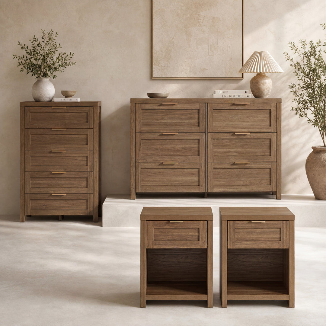 17 Stories 4 Piece Bedroom Set with Dresser & Nightstand Special Walnut
