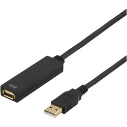 Deltaco Cable USB 2.0 extension, 15.0m, active, black (15 m, USB 2.0), USB Kabel