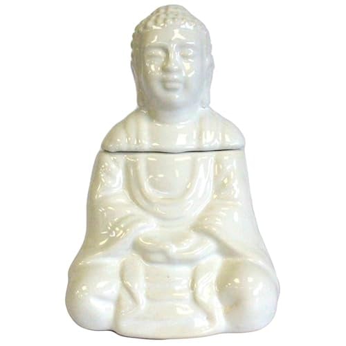 Ancient Wisdom Zittende Boeddha Oliebrander - Wit