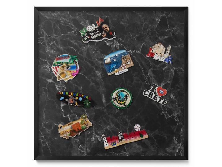 MAGNETTAFEL 50x50 cm schwarzer Rahmen – Stilvoller Marmorstein
