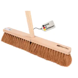 Saalbesen Kokosbesen 40cm Breit mit Stiel 160cm Lang Stielloch Kokos Borsten Besen Naturfaser Kehrbesen braun