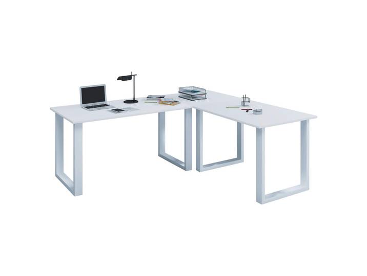 Mid.you Eckschreibtisch, Weiss, Holzwerkstoff, rechteckig, U-Form, 220x160x76 cm, in verschiedenen Holz-Dekoren erhältlich, Büromöbel, Schreibtische, Eckschreibtisch