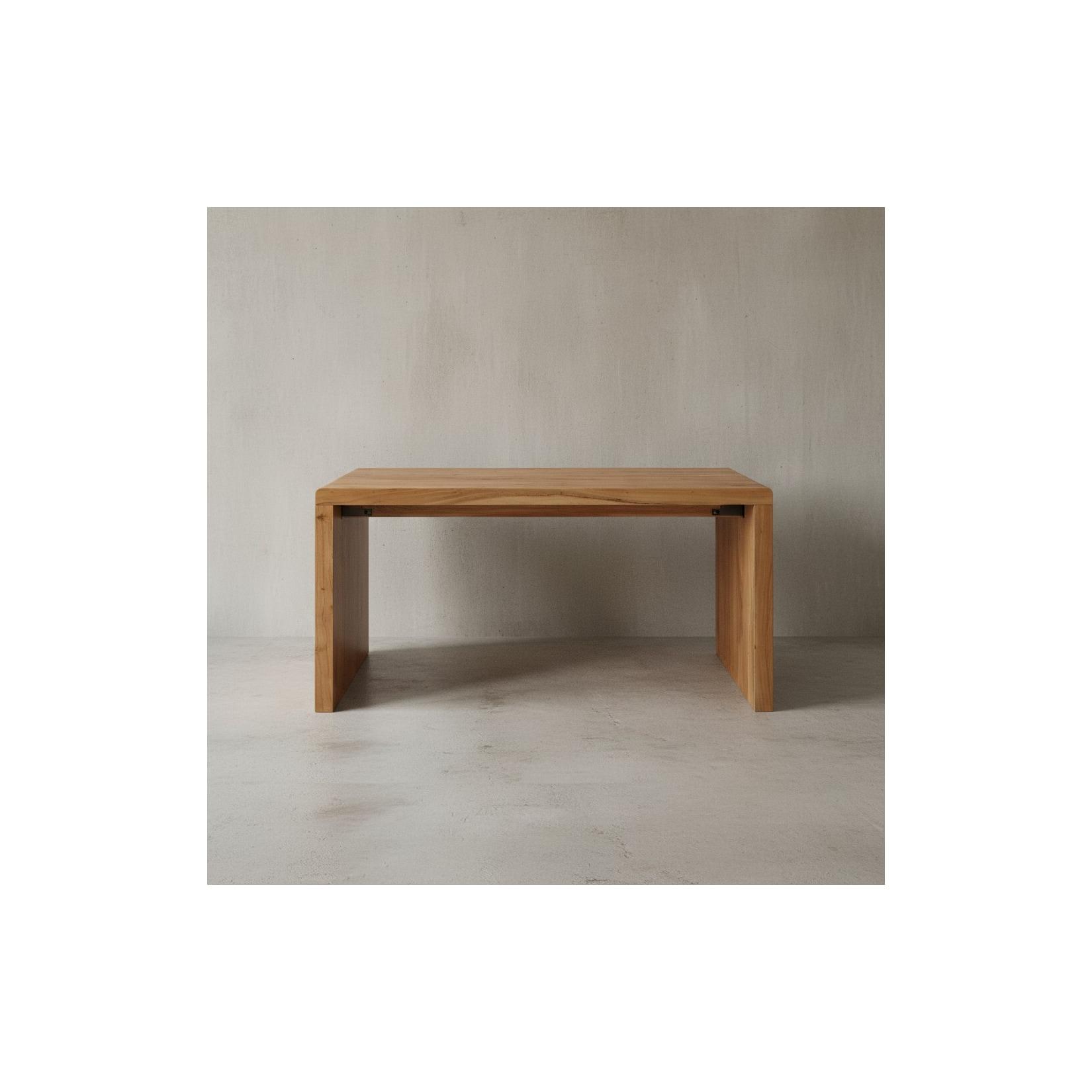 KADIMA DESIGN Schreibtisch TEKO: Massivholz Akazie, 140x80 cm, Stauraum, abgerundete Ecken, stabil.