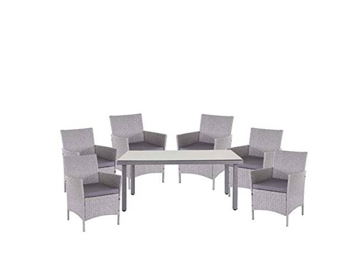 Mendler Poly-Rattan-Garnitur Halden - grau, Kissen anthrazit